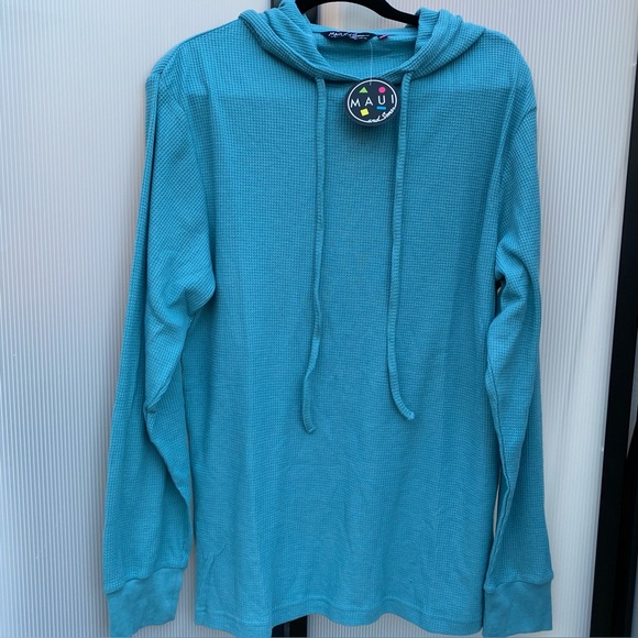 Maui and Sons Other - Maui and Sons Aqua Waffle Knit Long sleeve Hoodie NWT Large Fall Winter Staple